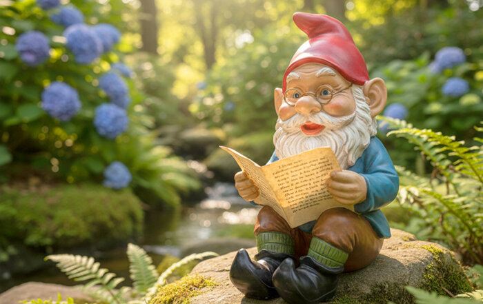 lesender Gartenzwerg